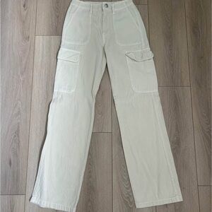 Zara Cream Straight-Leg Cargo Pants